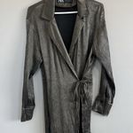 ZARA Shiny Effect Double Breasted Blazer Aged Gold Size S Metallic Office Siren Photo 8