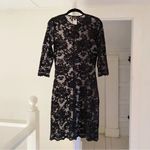 ABS Allen Schwartz Vintage Y2K Sheer Lace Pencil Dress Size P Black Photo 6