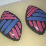 Vintage Black Pink Purple Funky Retro Boho Pierced Earrings Photo 3
