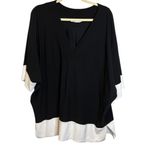 Boston Proper  Blouse Women's Size XL V-neck office casual Business Black White Photo 1