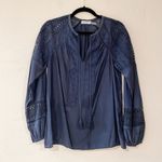 Ramy Brook Winnie Peasant Crochet Blouse in Navy Blue Small Photo 1