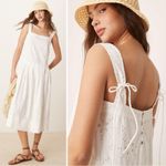 Free People  Dainty Ethereal Cottage Primavera Lace Eyelet Midi Dress White XL Photo 4