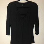 H&M  V Neck w/ Lace Black 3/4 Sleeve Top L EUC Photo 1