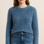 AQUA Cozy Fuzzy Blue Textured Sweater Size XS Photo 0