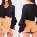 Very J ‎Cropped Fuzzy Ruffle Sleeve Sweater Photo 9