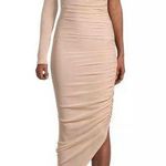 Misha Collection MISHA Tansy Ruched Sparkle Mesh Midi Dress in Champagne Photo 0