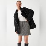 & Other Stories & other stories black wool long oversized side zip polo collared moto jacket S​ Photo 13