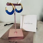 Alexis Bittar Retro Memphis 14K Yellow Goldplated Half-Hoop Earrings, Blue, NWT Photo 0