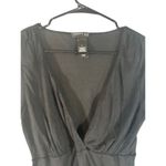 Kenneth Cole  Silk Deep V-Neck Long Sleeve Fitted Top Sheer Blouse Black Women M Photo 4