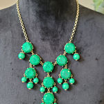 Women Green Statement Bib Necklace With Gold Chain And Lobster Claw Lock Jewelry Photo 0
