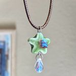 Handmade green ceramic star boho fairy cottage y2k necklace⭐️💚 Photo 1