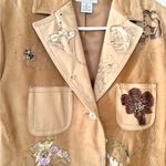 Neiman Marcus  Exclusive Suede Leather Floral Embroidered Beaded Jacket Size 10 Photo 2