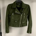 ZARA  Faux Suede Hunter Green Motorcycle Biker Jacket Size XS Photo 0