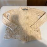 Aran Crafts Ireland 100 Merino Wool Cream Cable Knit Zip Up Cardigan S Fisherman Photo 9