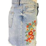 ZARA Basic Womens Denim Blue Skirt Jean Floral Embroidered Asymmetrical Large Photo 6