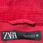ZARA  Red Corduroy Shirt Jacket Women's Size Small with 3/4 Sleeves Photo 6