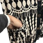 Kaktus Crochet Knit Black White Asymmetrical Button Up Cardigan Vest Large Photo 7
