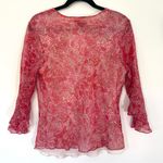 VTG Carole Little‎ 100% Silk Paisley Print Sequin Blouse Women's Size Large Pink Photo 4