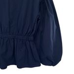 Banana Republic Cinched Waist Bishop Sleeve Top Navy Blue Photo 8