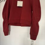 Tibi  NEW Sculpted Sleeve Sweatshirt Dark Red Photo 5