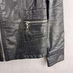 LA Coalition Black Moto Jacket, Faux Leather, Quilted, Zippered Pockets, Medium Photo 4