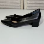 ALFANI Women's "Cashh" Pointed Toe Leather Block Heel Pumps Black Photo 1