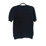 Lauren Ralph Lauren Crest Black Cable Knit Short Sleeve Sweater Top XL Photo 1