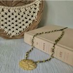 Rose Carved Necklace Vintage Bohemian “Liza” Brown Tan Stone Beaded Boho Chic Photo 1