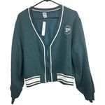PINK - Victoria's Secret PINK‎ Victoria's Secret Green Ivy Fleece Zipper Cardigan XXL Photo 0