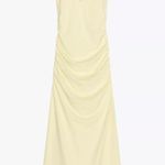 ZARA  butter yellow fitted maxi halter dress evening party wedding coctail  Photo 8