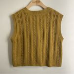 Pink Rose Mustard Cable Knit Sweater Vest size Large Photo 1