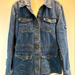Art and Soul Fall cinch waist denim blue jean jacket 100% cotton Size Small Photo 0