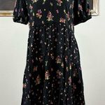 Wild Fable Size Small Black Floral V Neck Babydoll Tiered Dress Photo 0