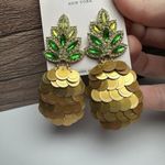 Kate Spade By The Pool Pineapple Fruit Sequin Rhinestone Pierced Dangle Earrings Gold Photo 6