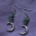 Handmade Moon Earrings Green Photo 1