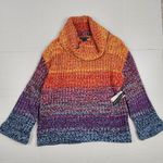 Chelsea & Theodore Multicolor Knit Cowl Neck Sweater Size L Orange Size L Photo 15