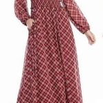 Gal Meets Glam Robyn maroon plaid long sleeve maxi dress size 0 Photo 0
