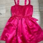 Anthropologie Maeve Hot Pink Magenta Satin Bow Tie Puff Mini Dress- Size 6 Photo 1