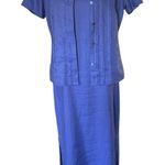 Vintage Due per Due Veste 100% Linen Dress with Jacket. Size 8 Blue Photo 5
