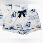 Katie Kime Large Houston Toile Pajama Shorts White Blue Texas Loungewear Cozy Photo 1