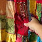 rising international BoHo patchwork bell bottom stretchy pants XXS/XS Green Photo 2