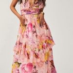 Rococo Sand x Revolve Leona Low Back Maxi Dress in Peach/Pink Floral Size L NWT Pink Size L Photo 1