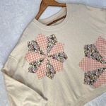 Style & Co GrandmaCore Quilted patchwork Sweatshirt Size XL Coral Peach Pink Photo 2
