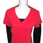 Danskin Now Red Organic Cotton V-Neck Women's Top With Base Layer Photo 1