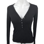 Aritzia Wilfred Free Women's Black Long Sleeve V-Neck Henley T Shirt Tee Top XS Photo 0