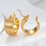 Gold frosting wide hoop earrings Photo 0