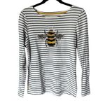 Joules Long Sleeve Top Size US 8 White Black Striped Breton Boat Neck Nautical Photo 1
