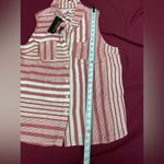 kim rogers  Red and White Striped Sleeveless Button-Down Shirt Photo 3