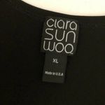 Clara Sun Woo Dress A Line Pleated V Neck Flutter Sleeve Stretch Black Size XL Photo 2