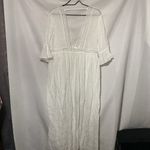 Cupshe  ONE SIZE FITS MOST WHITE GAUZY SWIM COVER UP FRONT TIE LASER CUT INSET Photo 10